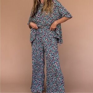 Dress in LALA Louie Luxe Pleated Pants in Wildflower Medium